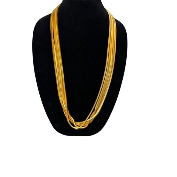 Ingrid Cusson gold snake chain 5 strand multi layer long necklace 35" vintage - Picture 4 of 10